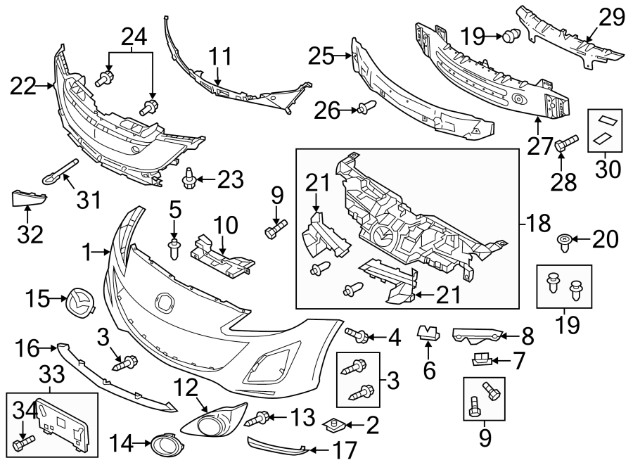 BBM450161C - Mazda Bumper Cover Bracket. 2.3 LITER. 2010-11. 2012-13